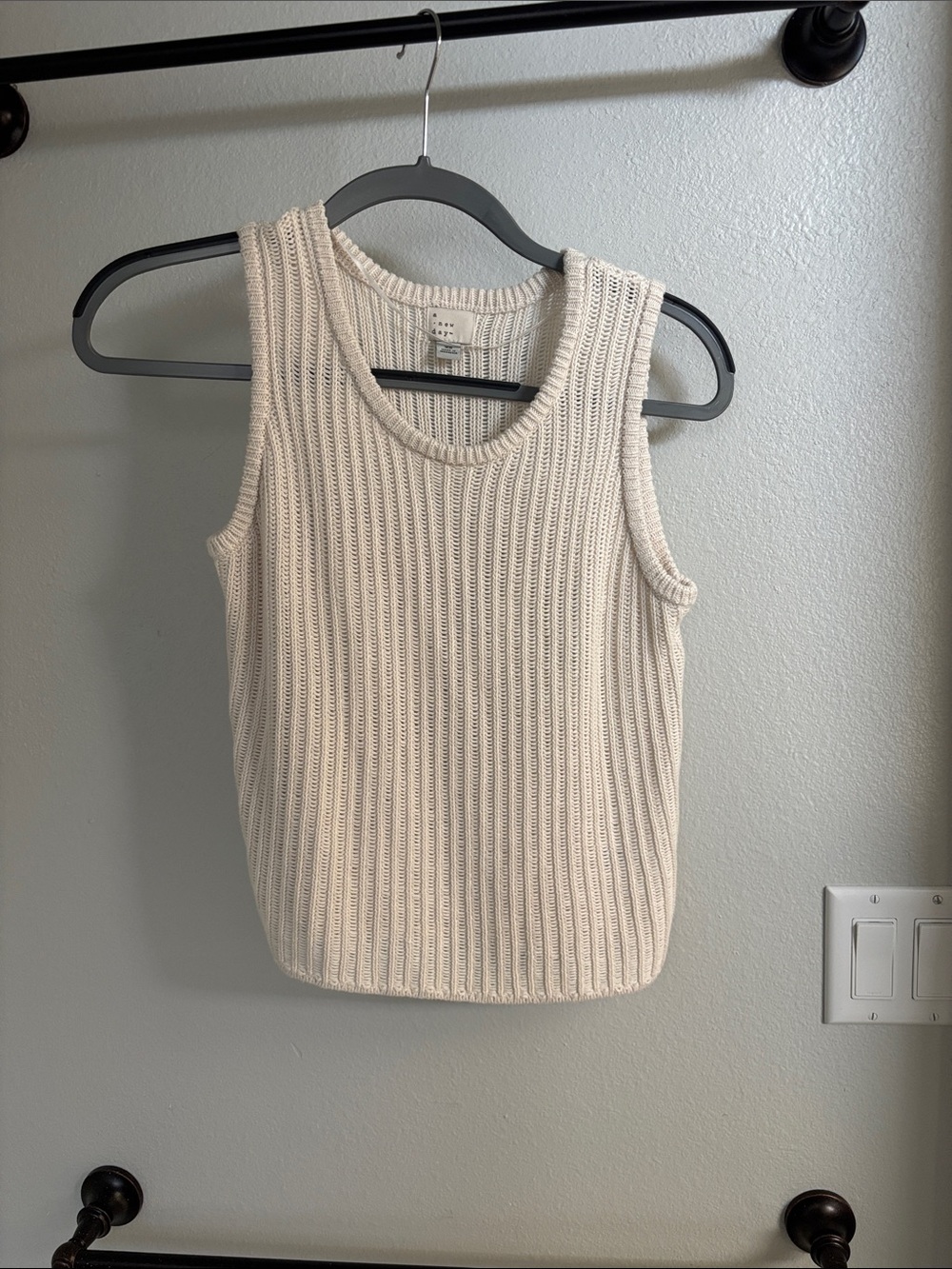 a new day Cream Ribbed V-Neck Tank Sweater